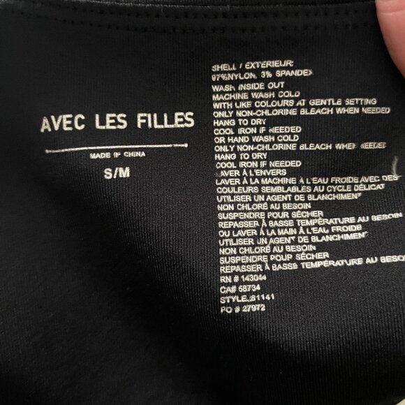 Avec Les Filles Black Scoop Neck Stretch Tank Top S - Picture 4 of 4